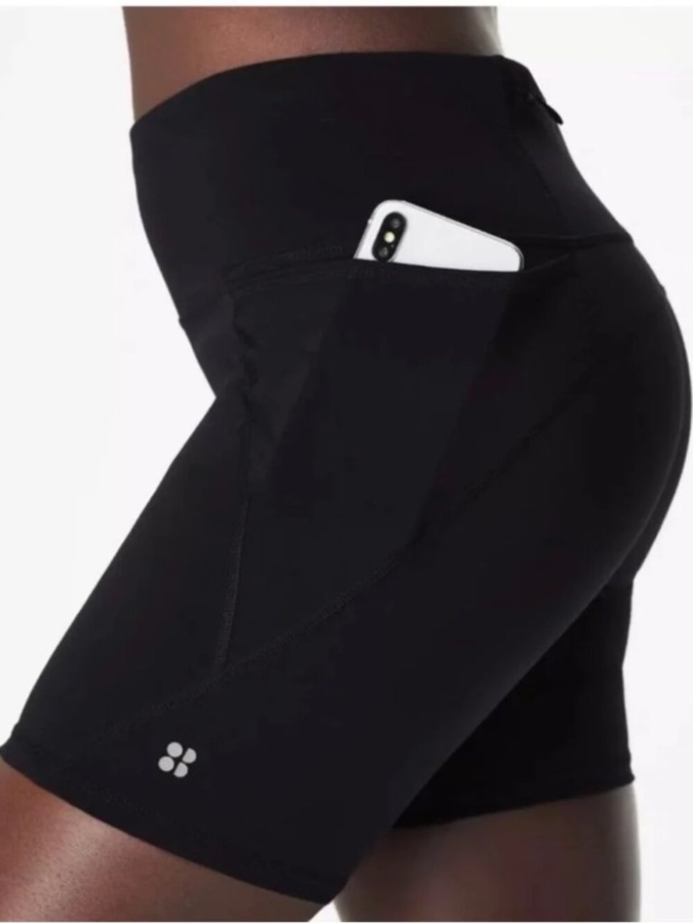 Sweaty Betty Power Black High-Rise Bike Stretch Single Pocket Shorts M